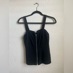 Women's XS Express Black Fancy Zip-up Tank Top Blouse